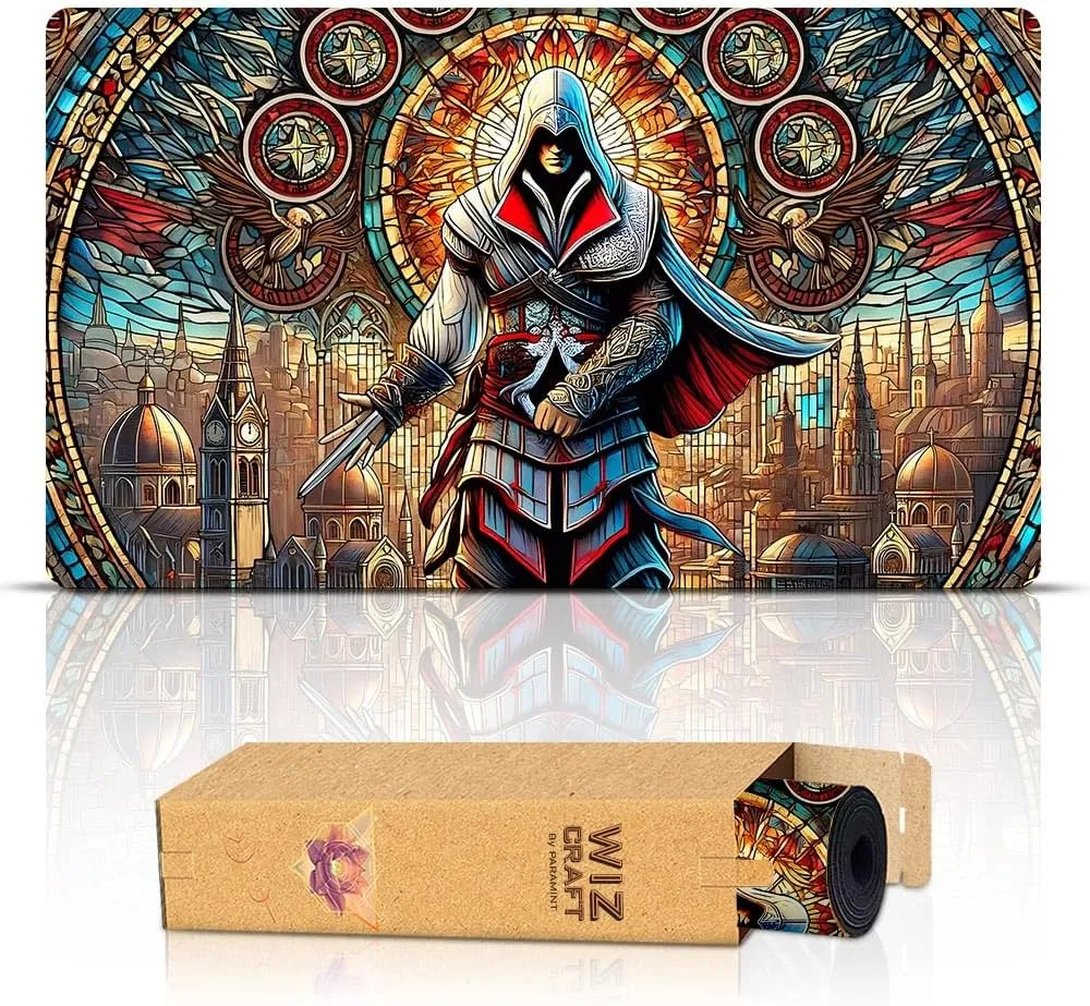 Paramint Stained Glass Assassin (Stitched) - MTG Playmat - Compatible with Magic The Gathering Playmat - Play MTG, YuGiOh, TCG - Original Play Mat Art Designs & Accessories