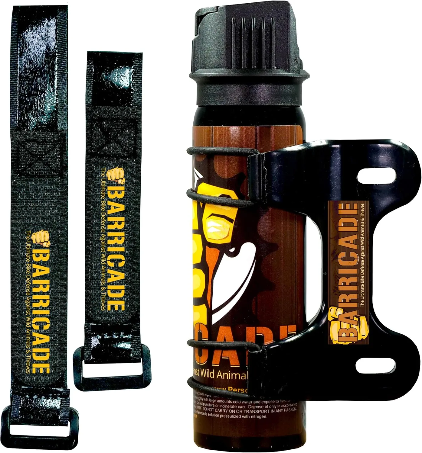 Pepper Spray for Cyclists - Bicycle Mount - Attaches to Water Bottle Cage & Multiple Other Bike Mounted Locations - 4 Ounce Can of Police Grade Pepper Spray