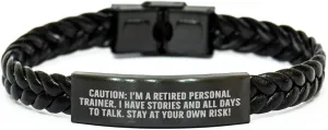 Personal Trainer's Warning: Stay At Your Own Risk! Interlaced Leather Birthday Unique Gift for Friends & Family