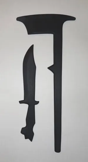 Philippine Axe Training Filipino Bowie Tomahawk Knife Hatchet Blade Ronin Polypropylene Replica Combo