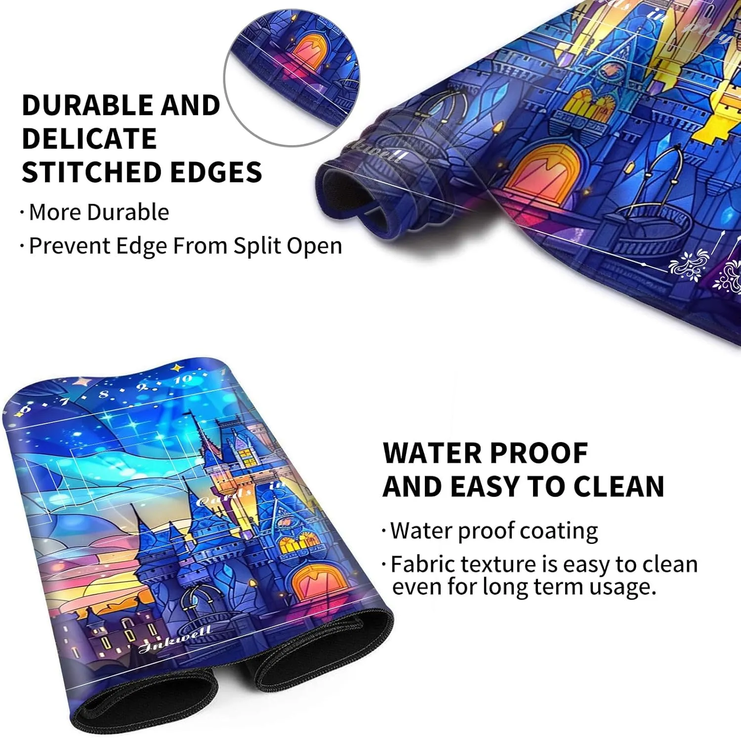 Playmat with Zones for Card Game Playing, Compatible with Lorcana TCG Cards Game Mats 24"x14" Commander Deck Gaming Duel Mat Card Gameplay Mats for Beginner, Magic Princess Castle