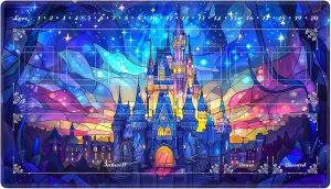 Playmat with Zones for Card Game Playing, Compatible with Lorcana TCG Cards Game Mats 24"x14" Commander Deck Gaming Duel Mat Card Gameplay Mats for Beginner, Magic Princess Castle