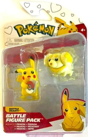 Pokemon Battle Ready Action Figures, Pikachu and Fidough, Valentine's Day 2-Pack