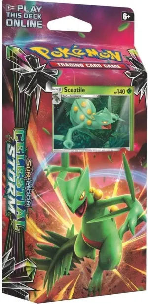 Pokemon TCG: Leaf Charge Theme Deck | Grass & Lightning Power | Collectible Trading Card Set | 60 Card Deck featuring Sceptile, Damage Counters, Metallic Coin, 1 Deck Box, Online Code Card