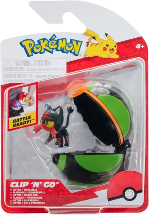 Pokémon Clip 'N' Go Litten and Dusk Ball - Includes 2-Inch Battle Figure and Dusk Ball Accessory