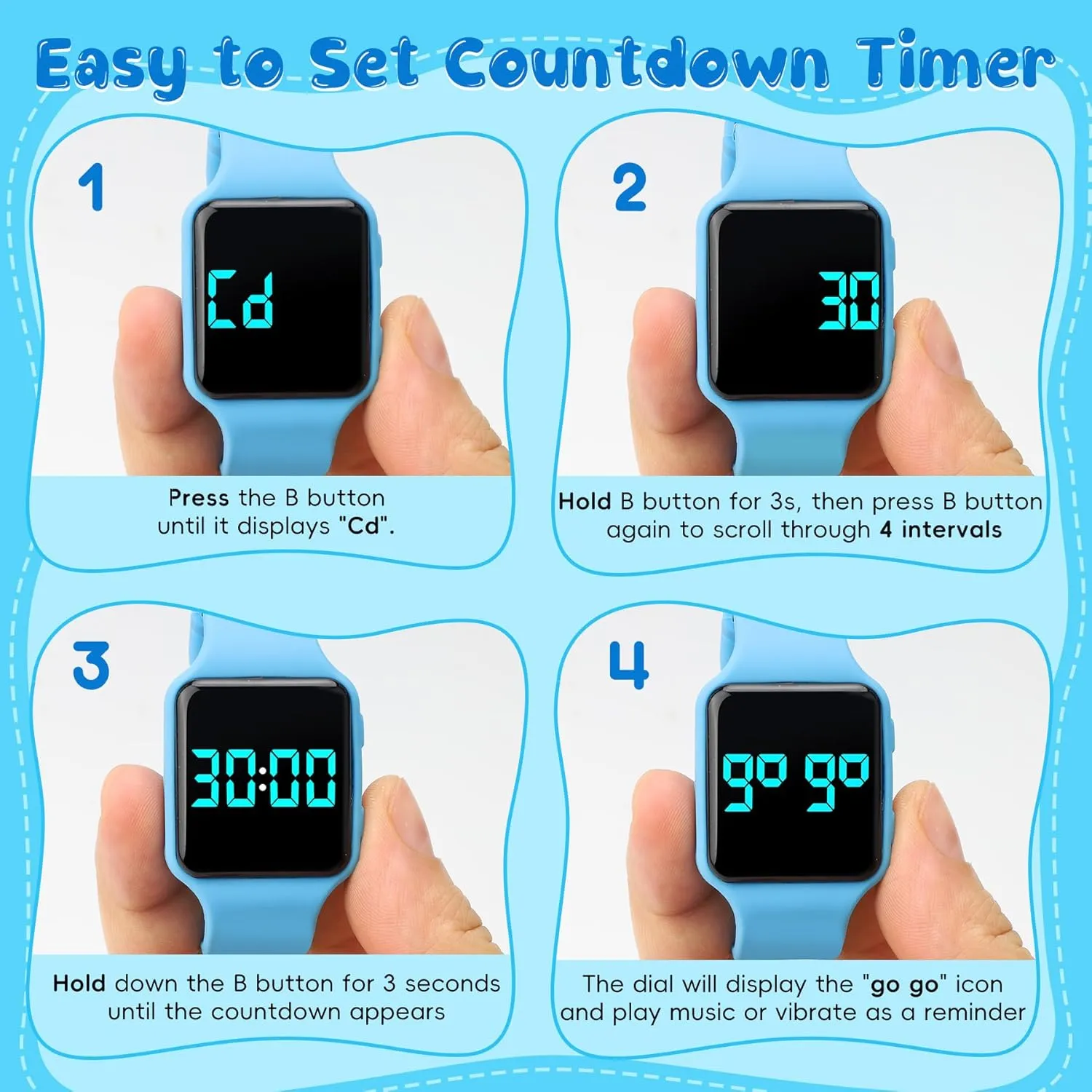 Potty Training Watch for Toddler with Countdown, Alarms, Music or Vibration Alerts - Waterproof Toddler Toilet Trainer for Boys & Girls Ages 2-9