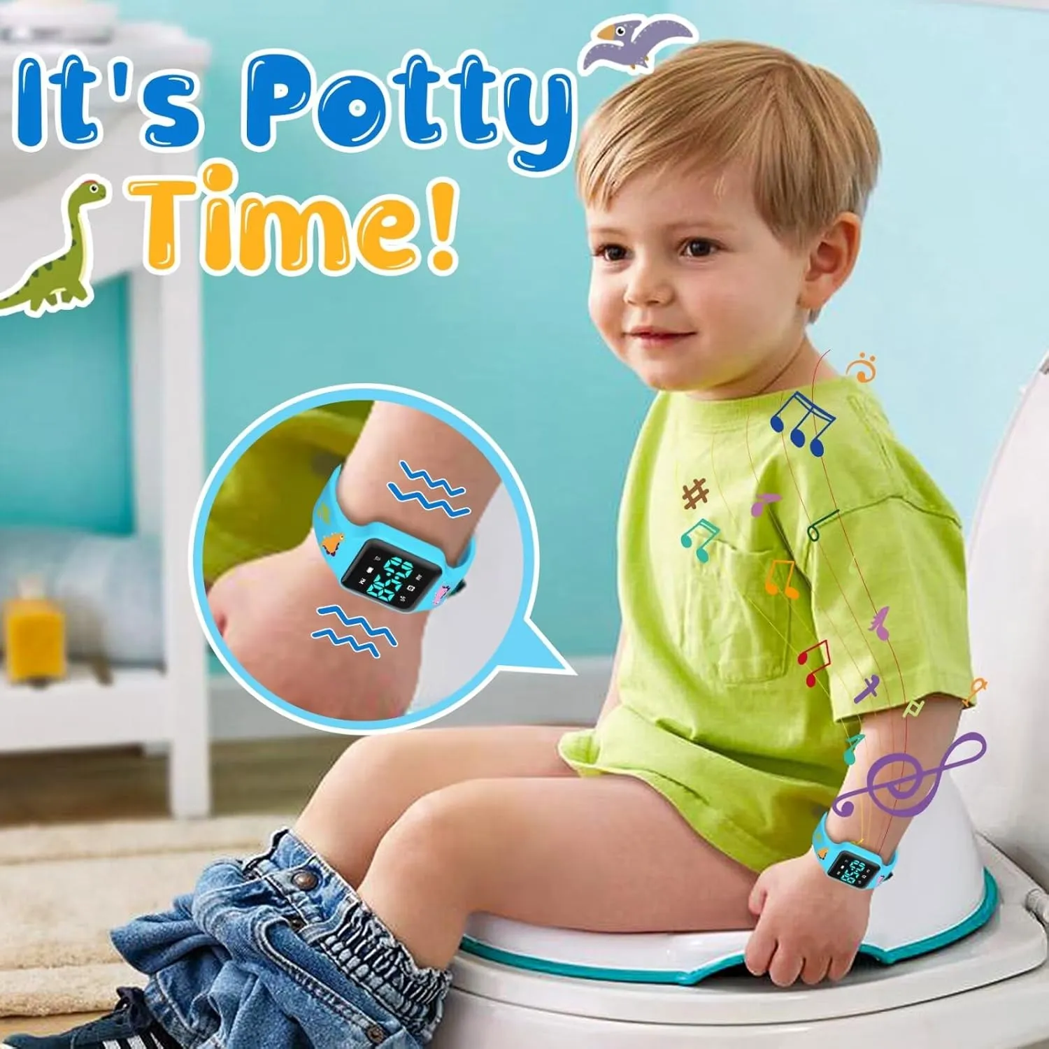 Potty Training Watch for Toddler with Countdown, Alarms, Music or Vibration Alerts - Waterproof Toddler Toilet Trainer for Boys & Girls Ages 2-9