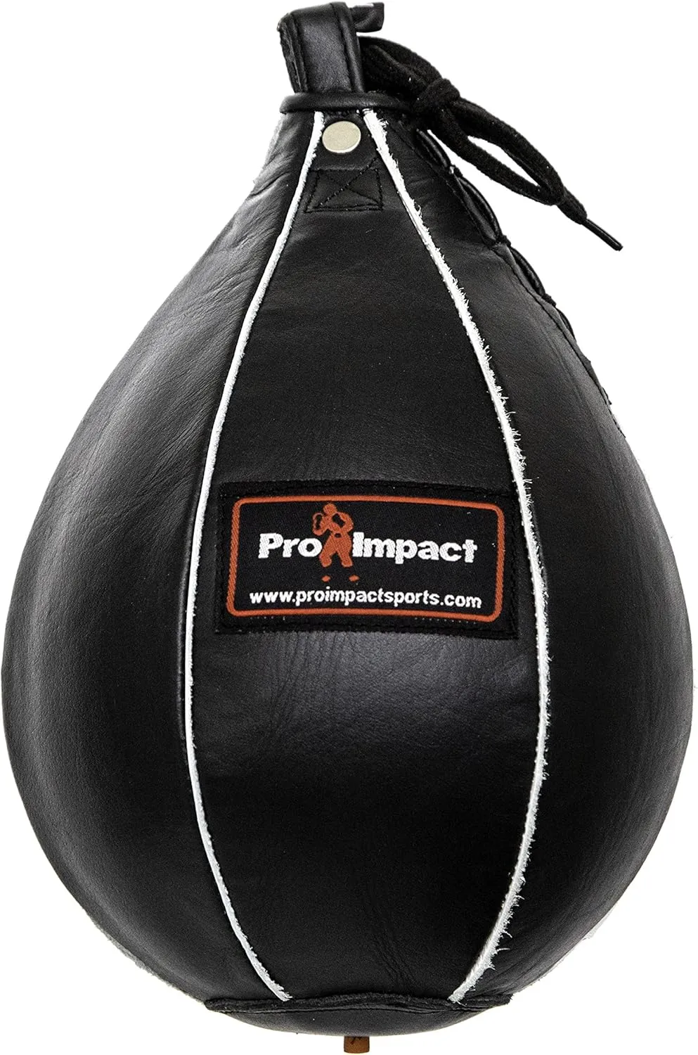 Pro Impact Genuine Leather Speed Bag – Pear Shaped Hanging Ball for Boxing, MMA & Muay Thai – Training Equipment for Doorway Hanging or Ceiling – Boxer Accuracy Workout, Drills & Exercise – Trainer
