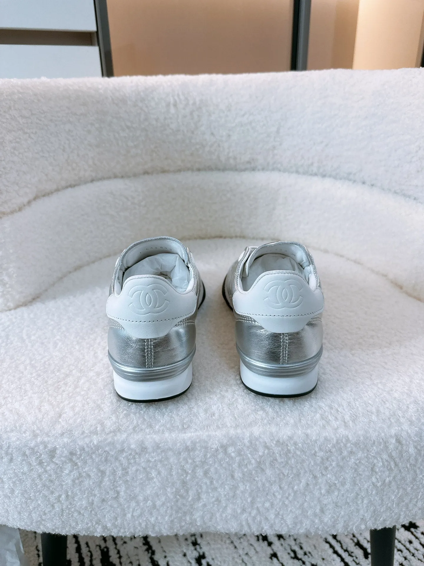 Rapid support In Urgent sale Sneaker CHANEL Quilted Lambskin Silver 144683