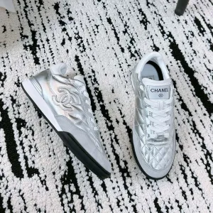 Rapid support In Urgent sale Sneaker CHANEL Quilted Lambskin Silver 144683