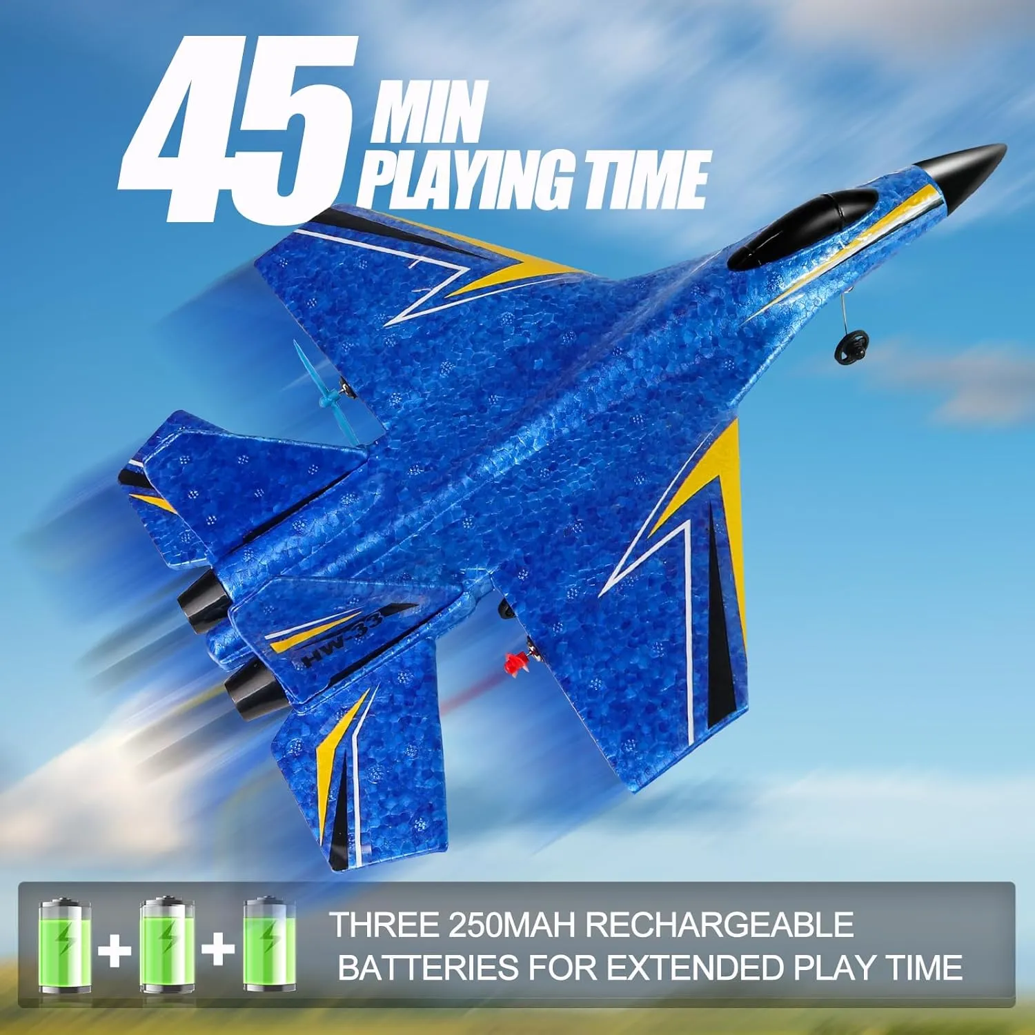 RC Planes for Kids Over 12 Years and up,Foam Remote Control Airplanes Flying Toys for Boys Girls,2CH Outdoor RC Glider Fighter Jet Gift for Teen and Adults Hobby Blue