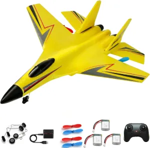 RC Planes for Kids Over 12 Years and up,Foam Remote Control Airplanes Flying Toys for Boys Girls,2CH Outdoor RC Glider Fighter Jet Gift for Teen and Adults Hobby Yellow
