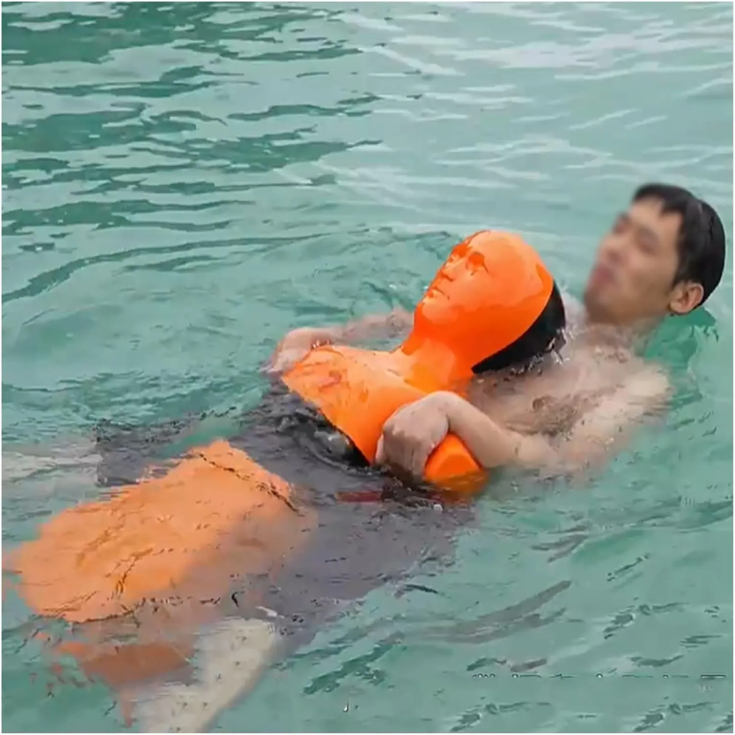 Realistic PE Water Rescue Training Dummy, 3.3ft Fire Training Drill Dummy for Kid Adult, Drowning Prevention Teaching Tools with 3 Inlet & Outlet Holes Orange Yellow(Orange,Set of 4)