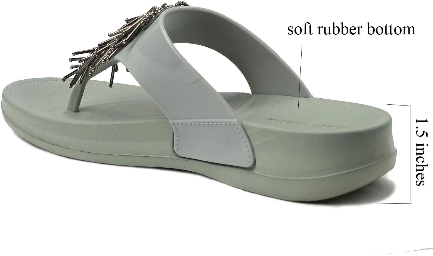 REDVOLUTION Women's Rhinestone Sandals Soft Platform Footbed Midsole Fashion Flip Flop