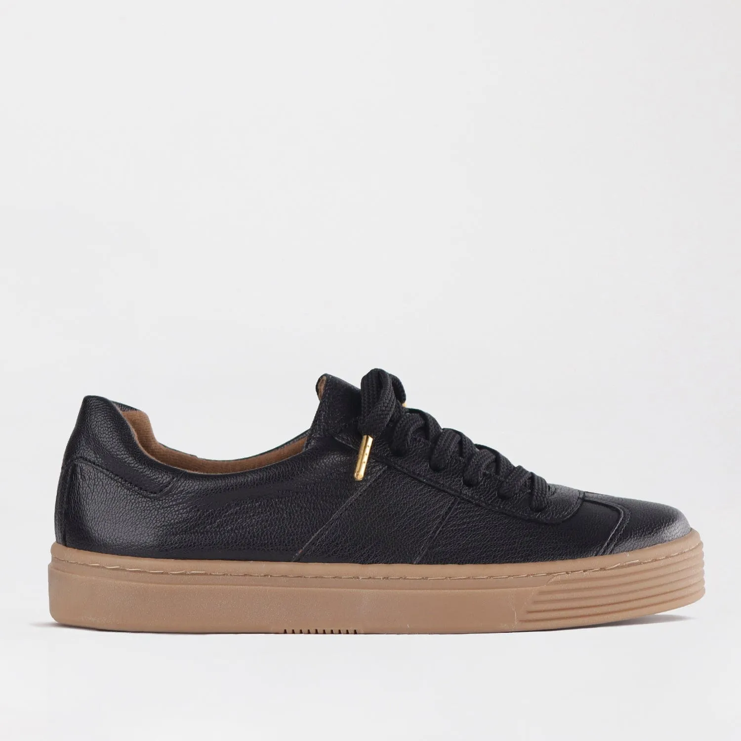 Retro Lace-up Sneaker in Black -12795
