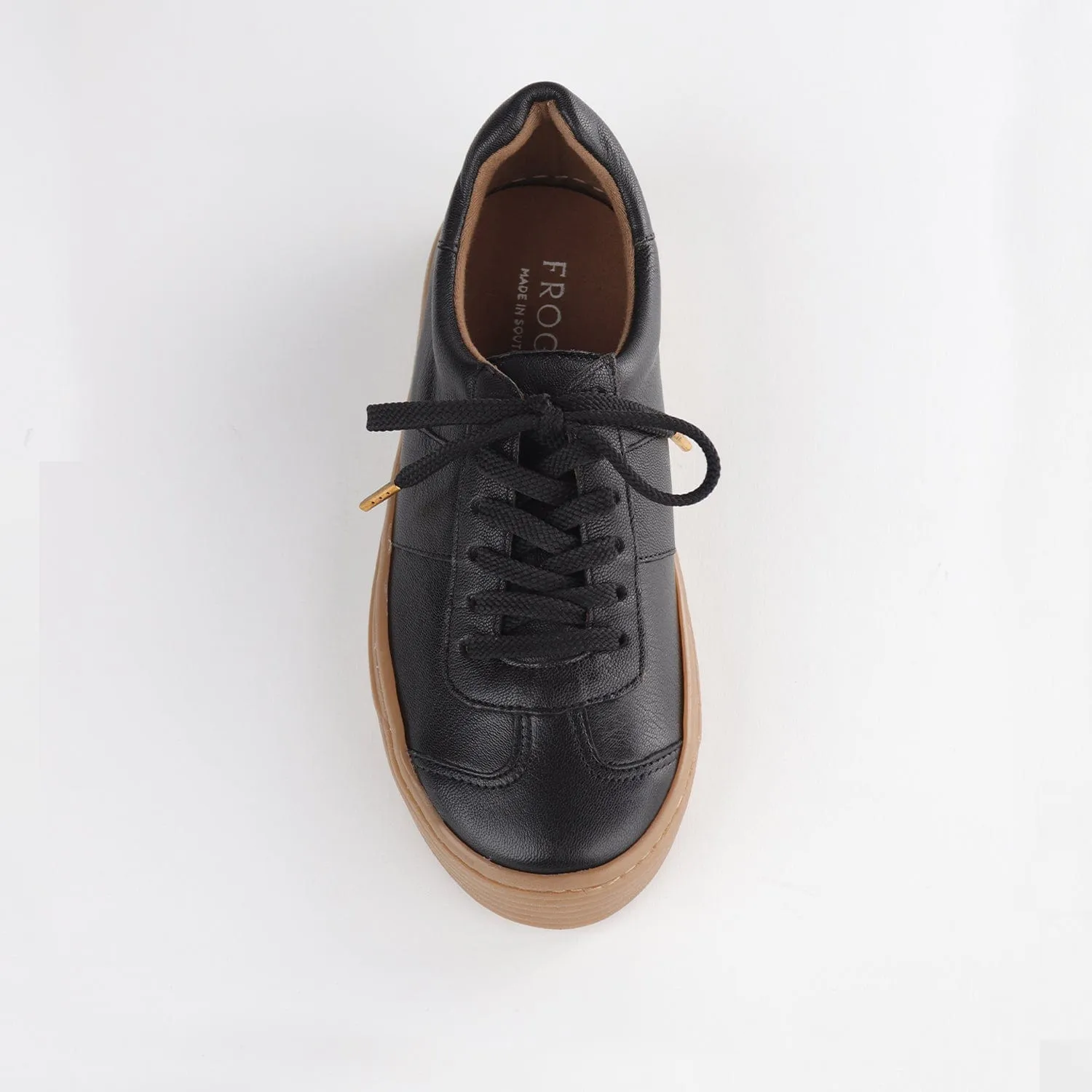 Retro Lace-up Sneaker in Black -12795