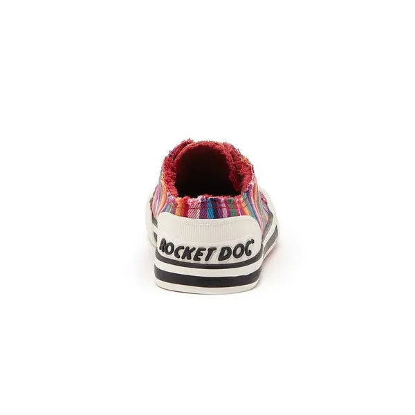 Rocket Dog Jazzin Eden Women's Lace Up Canvas Trainer Red Stripe
