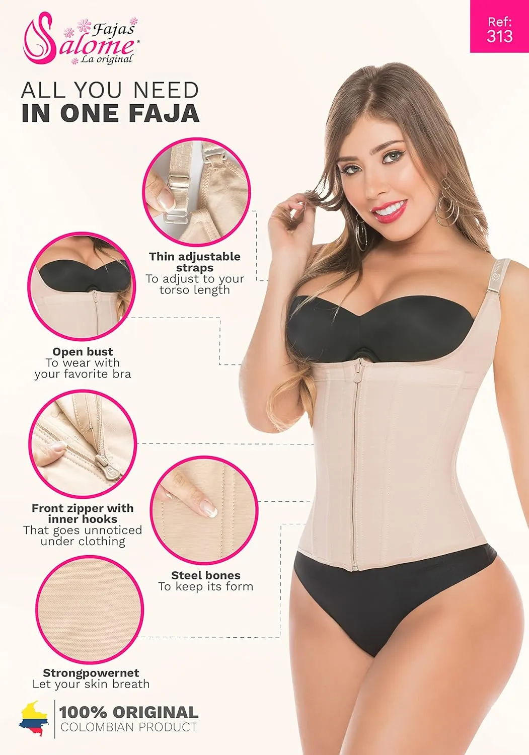 Salome 0313 Colombian Waist Trainer Fajas Reductoras Cinturillas Colombianas
