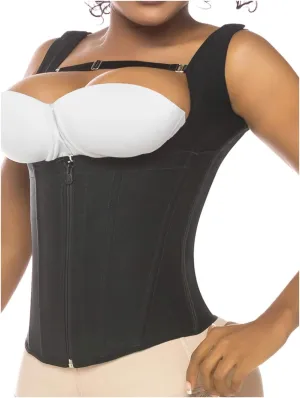Salome 0314 Zip Waist Trainer Vest Faja Colombiana Chaleco Cinturilla Reductora de Mujer Black XL