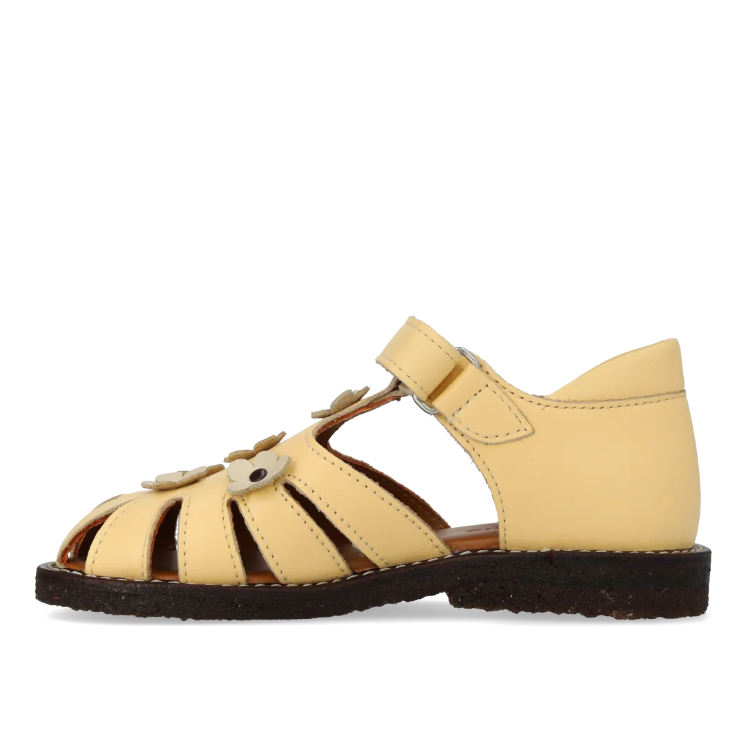 Sandal with floral applications