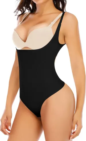 Shapewear Bodysuit Thong for Women Tummy Control Open Bust Body Shaper Waist Slimmer Cincher