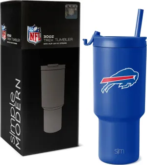 Simple Modern Officially Licensed NFL Buffalo Bills 30 oz Tumbler with Flip Lid and Straws | Insulated Cup Stainless Steel | Gifts for Men Women | Trek Collection | Buffalo Bills