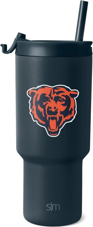 Simple Modern Officially Licensed NFL Chicago Bears 30 oz Tumbler with Flip Lid and Straws | Insulated Cup Stainless Steel | Gifts for Men Women | Trek Collection | Chicago Bears