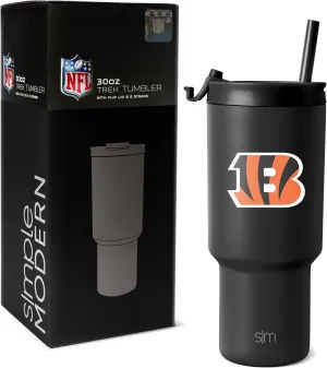 Simple Modern Officially Licensed NFL Cincinnati Bengals 30 oz Tumbler with Flip Lid and Straws | Insulated Cup Stainless Steel | Gifts for Men Women | Trek Collection | Cincinnati Bengals