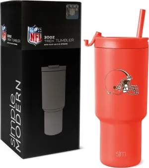 Simple Modern Officially Licensed NFL Cleveland Browns 30 oz Tumbler with Flip Lid and Straws | Insulated Cup Stainless Steel | Gifts for Men Women | Trek Collection | Cleveland Browns