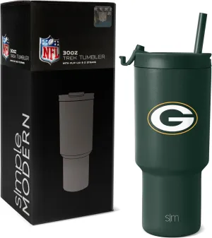 Simple Modern Officially Licensed NFL Green Bay Packers 30 oz Tumbler with Flip Lid and Straws | Insulated Cup Stainless Steel | Gifts for Men Women | Trek Collection | Green Bay Packers