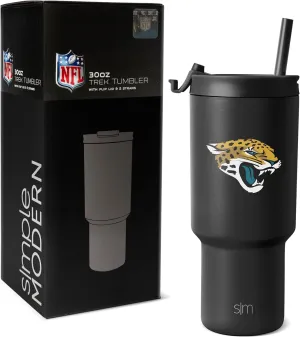 Simple Modern Officially Licensed NFL Jacksonville Jaguars 30 oz Tumbler with Flip Lid and Straws | Insulated Cup Stainless Steel | Gifts for Men Women | Trek Collection | Jacksonville Jaguars