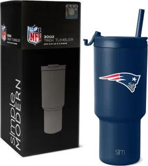 Simple Modern Officially Licensed NFL New England Patriots 30 oz Tumbler with Flip Lid and Straws | Insulated Cup Stainless Steel | Gifts for Men Women | Trek Collection | New England Patriots
