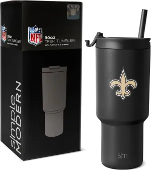Simple Modern Officially Licensed NFL New Orleans Saints 30 oz Tumbler with Flip Lid and Straws | Insulated Cup Stainless Steel | Gifts for Men Women | Trek Collection | New Orleans Saints