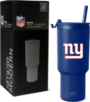Simple Modern Officially Licensed NFL New York Giants 30 oz Tumbler with Flip Lid and Straws | Insulated Cup Stainless Steel | Gifts for Men Women | Trek Collection | New York Giants