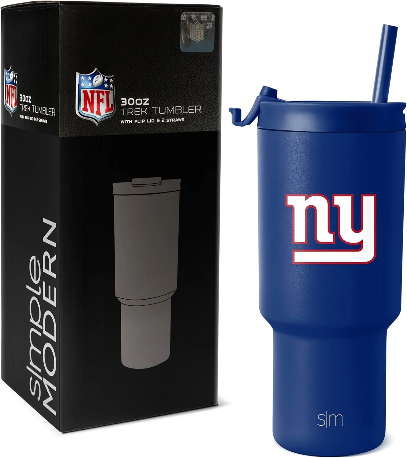 Simple Modern Officially Licensed NFL New York Giants 30 oz Tumbler with Flip Lid and Straws | Insulated Cup Stainless Steel | Gifts for Men Women | Trek Collection | New York Giants