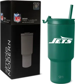 Simple Modern Officially Licensed NFL New York Jets 30 oz Tumbler with Flip Lid and Straws | Insulated Cup Stainless Steel | Gifts for Men Women | Trek Collection | New York Jets