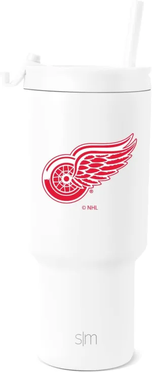 Simple Modern Officially Licensed NHL Detroit Red Wings 30 oz Tumbler with Flip Lid and Straws | Hockey Insulated Cup Stainless Steel | Gifts for Men Women | Trek Collection | Detroit Red Wings