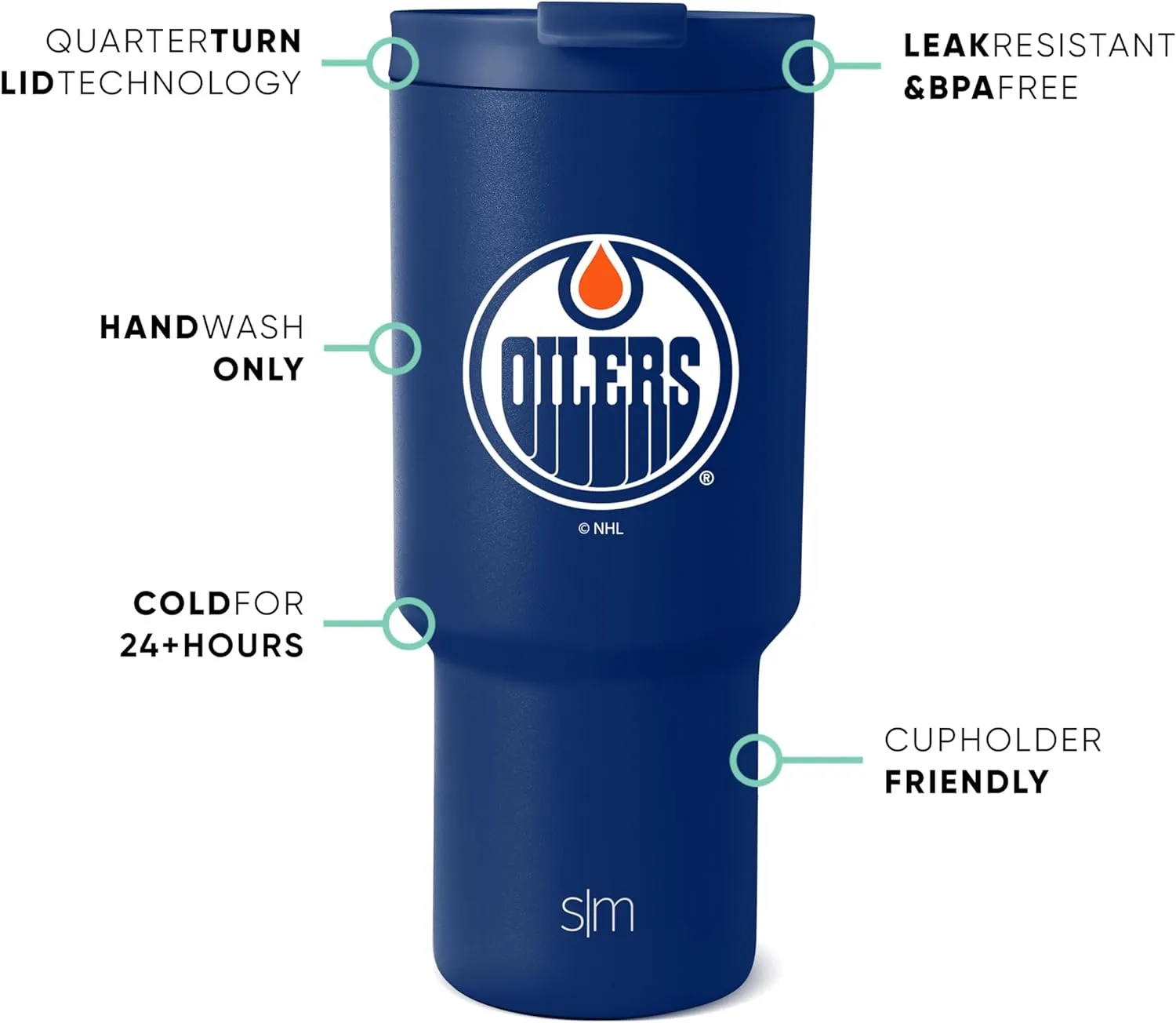 Simple Modern Officially Licensed NHL Edmonton Oilers 30 oz Tumbler with Flip Lid and Straws | Hockey Insulated Cup Stainless Steel | Gifts for Men Women | Trek Collection | Edmonton Oilers