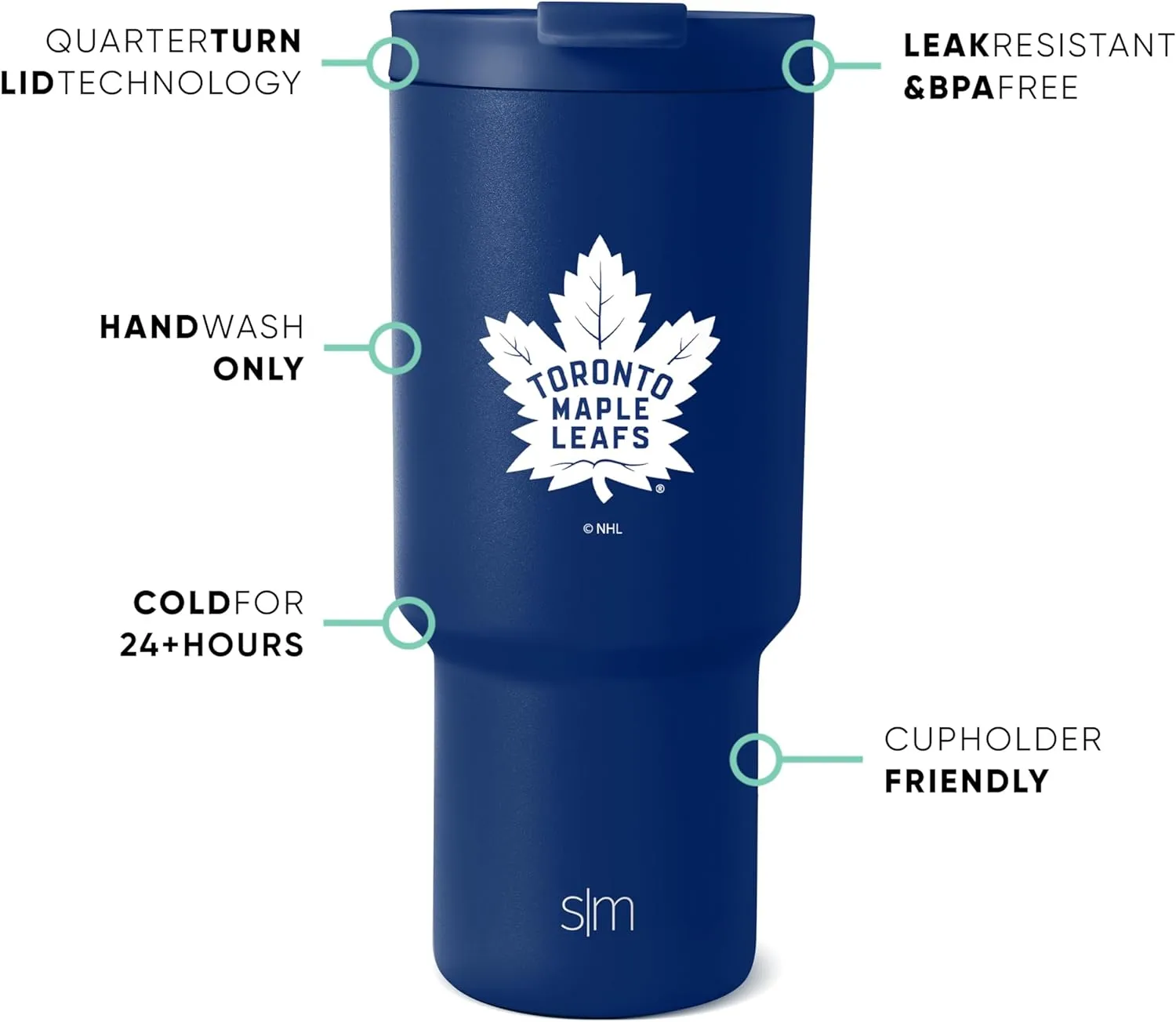 Simple Modern Officially Licensed NHL Toronto Maple Leafs 30 oz Tumbler with Flip Lid and Straws | Hockey Insulated Cup Stainless Steel | Gifts for Men Women | Trek Collection | Toronto Maple Leafs