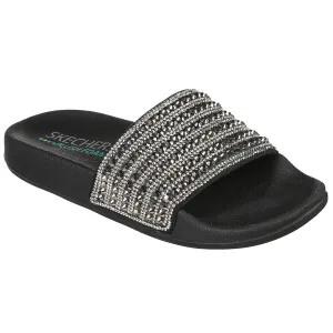 Skechers Pop-ups Rocker Glam Black Beach Sliders Sandals 119193 BLK