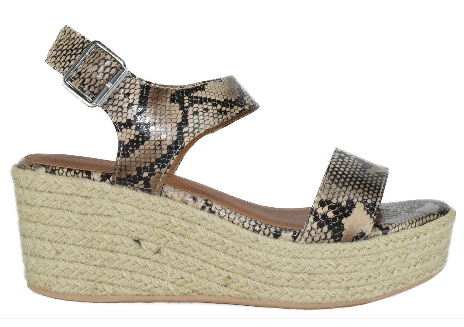 Soda Rubber Trim Python-luthor) Luthor (7, Sole Espadrilles Fast response Womens Natural Wedge Flatform Embellished Casual International delivery