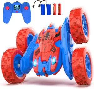 Spider Remote Control Car for Kids RC Stunt Cars for Boys 360°Rotating 4WD Electric Rechargeable Vehicle Toy Car for Boy Age 6-8 10-12 Spider Toys for 6 7 8 9 10 Year Old (Blue&Red)