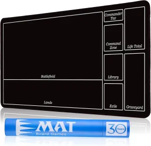 Stitched MTG Playmat for MTG Magic The Gathering - Play Mat with Tube Case for MTG Card Game Playing (Black Zones)