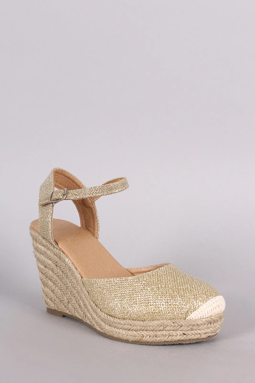 Strap Ankle Glitter Customizable Wedge Espadrille Flawless Platform