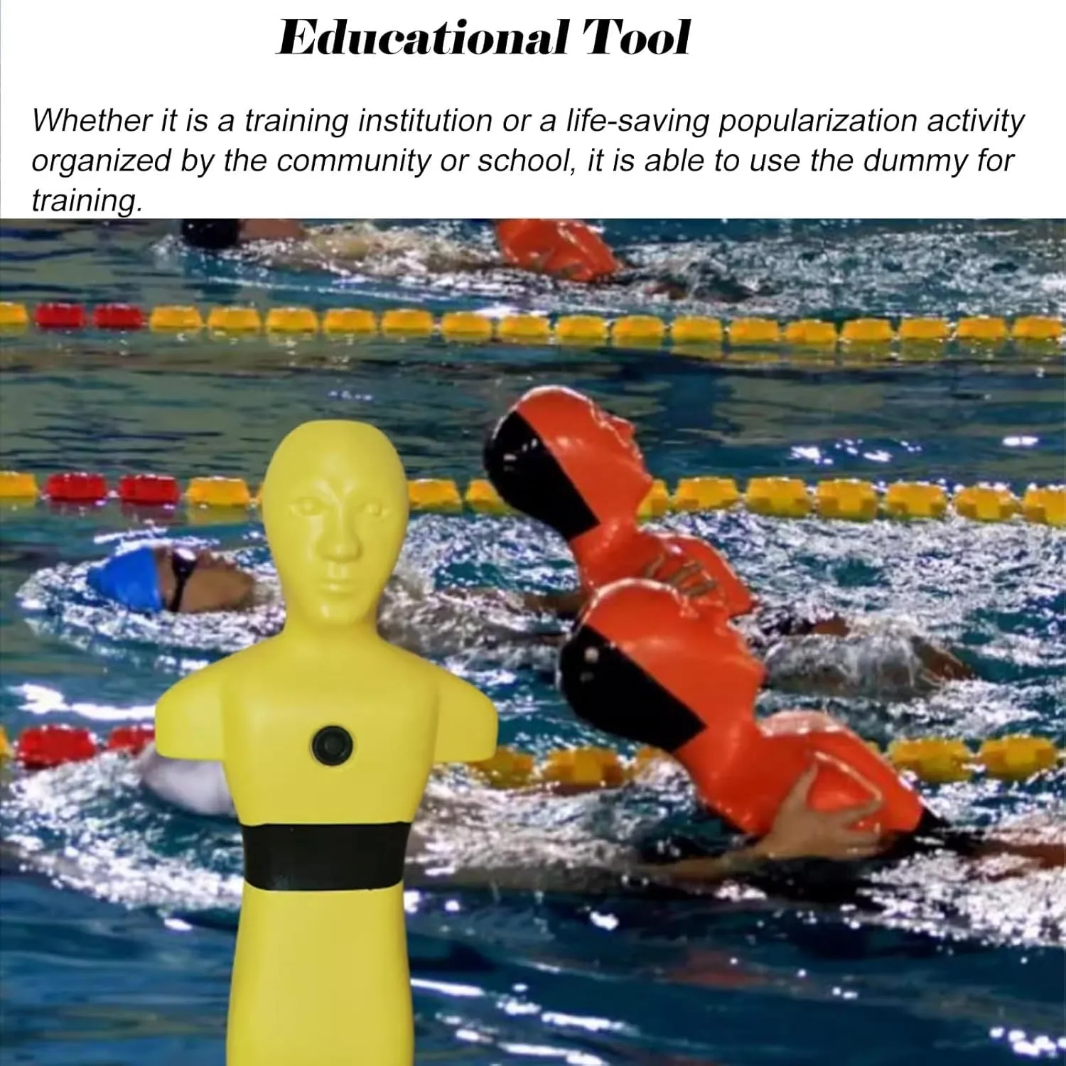 Swimming Life Saving Training Dummy Large, 39.4in Water Simulation Rescue Dummys for Pool, Oceans/Lakes Drowning Prevention Teaching Tools Kids, Orange & Yellow PE(Orange)