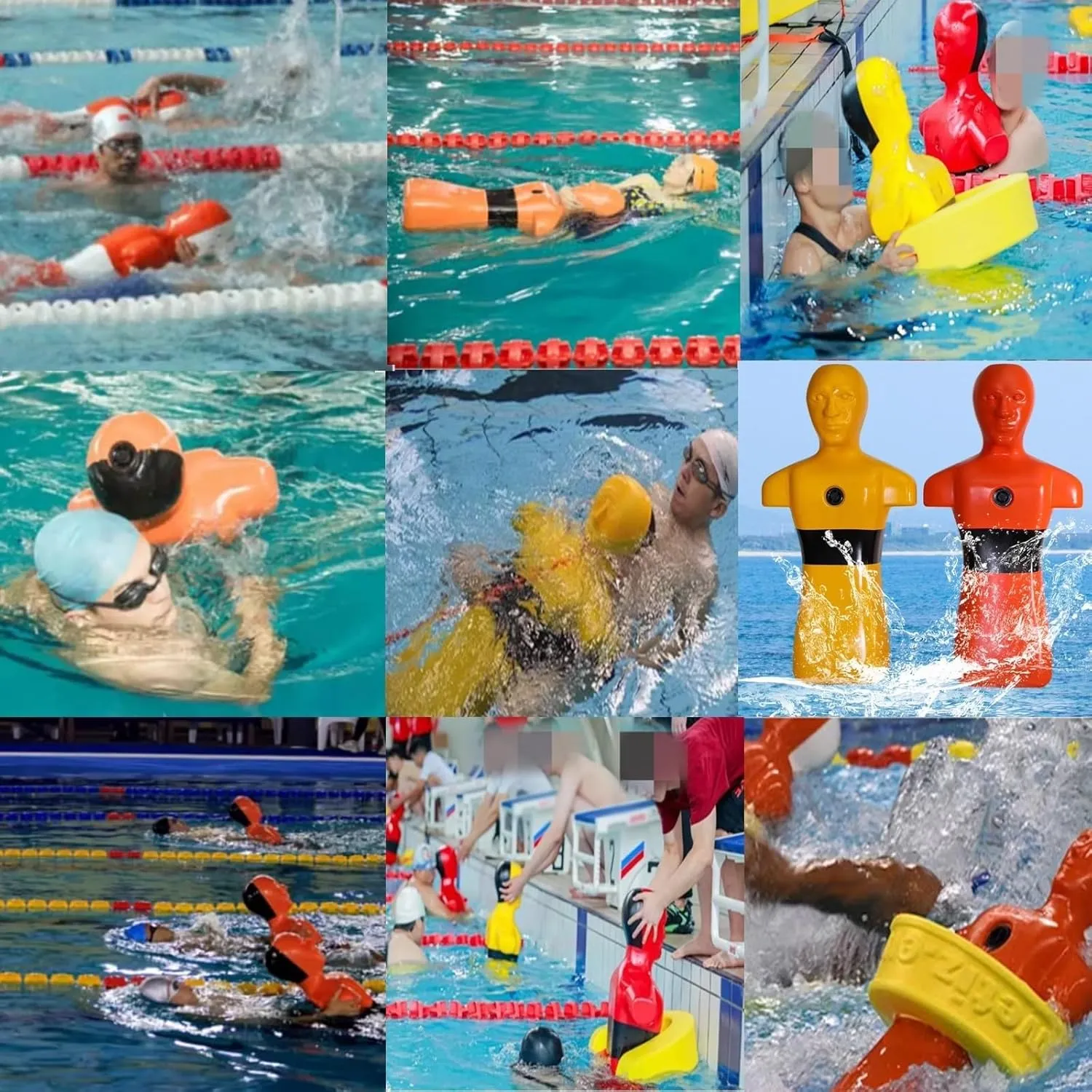 Swimming Life Saving Training Dummy Large, 39.4in Water Simulation Rescue Dummys for Pool, Oceans/Lakes Drowning Prevention Teaching Tools Kids, Orange & Yellow PE(Orange)