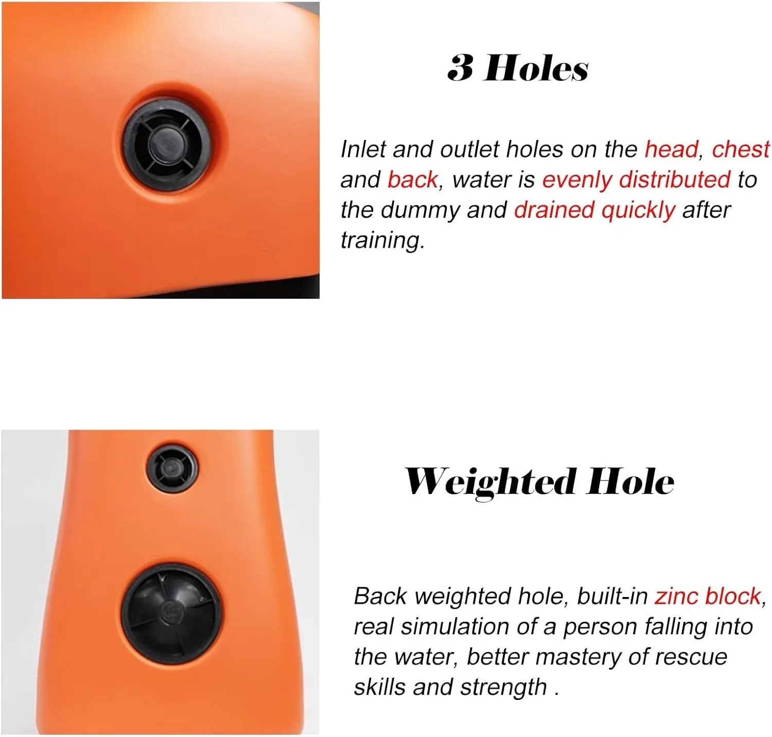 Swimming Life Saving Training Dummy Large, 39.4in Water Simulation Rescue Dummys for Pool, Oceans/Lakes Drowning Prevention Teaching Tools Kids, Orange & Yellow PE(Orange)