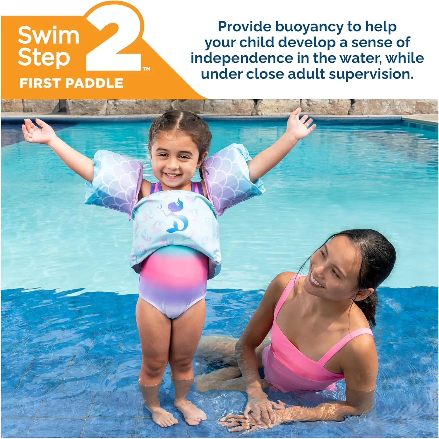SwimWays Swim Trainer, US Coast Guard Approved Life Vest Kids Swim Vest, Arm Floaties & Life Jackets for Kids 33-55 lbs