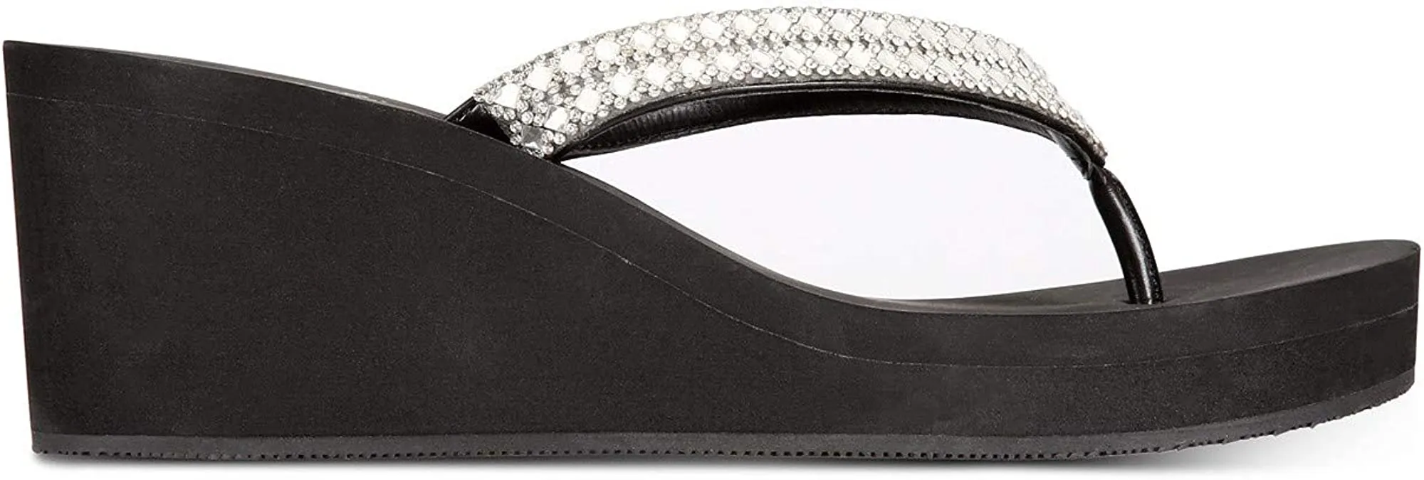 Thalia Sodi Womens Emira Faux Leather Wedge Sandals Black 8 Medium (B,M)