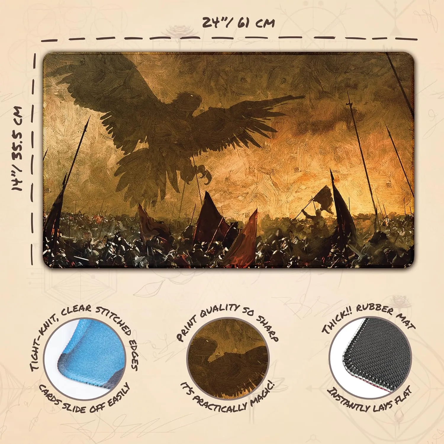 They Coming (Stitched) - MTG Playmat by Anato Finnstark, Lord of The Rings - Compatible with Magic The Gathering Playmat - Play MTG, YuGiOh, TCG - Original Play Mat Art Designs & Accessories